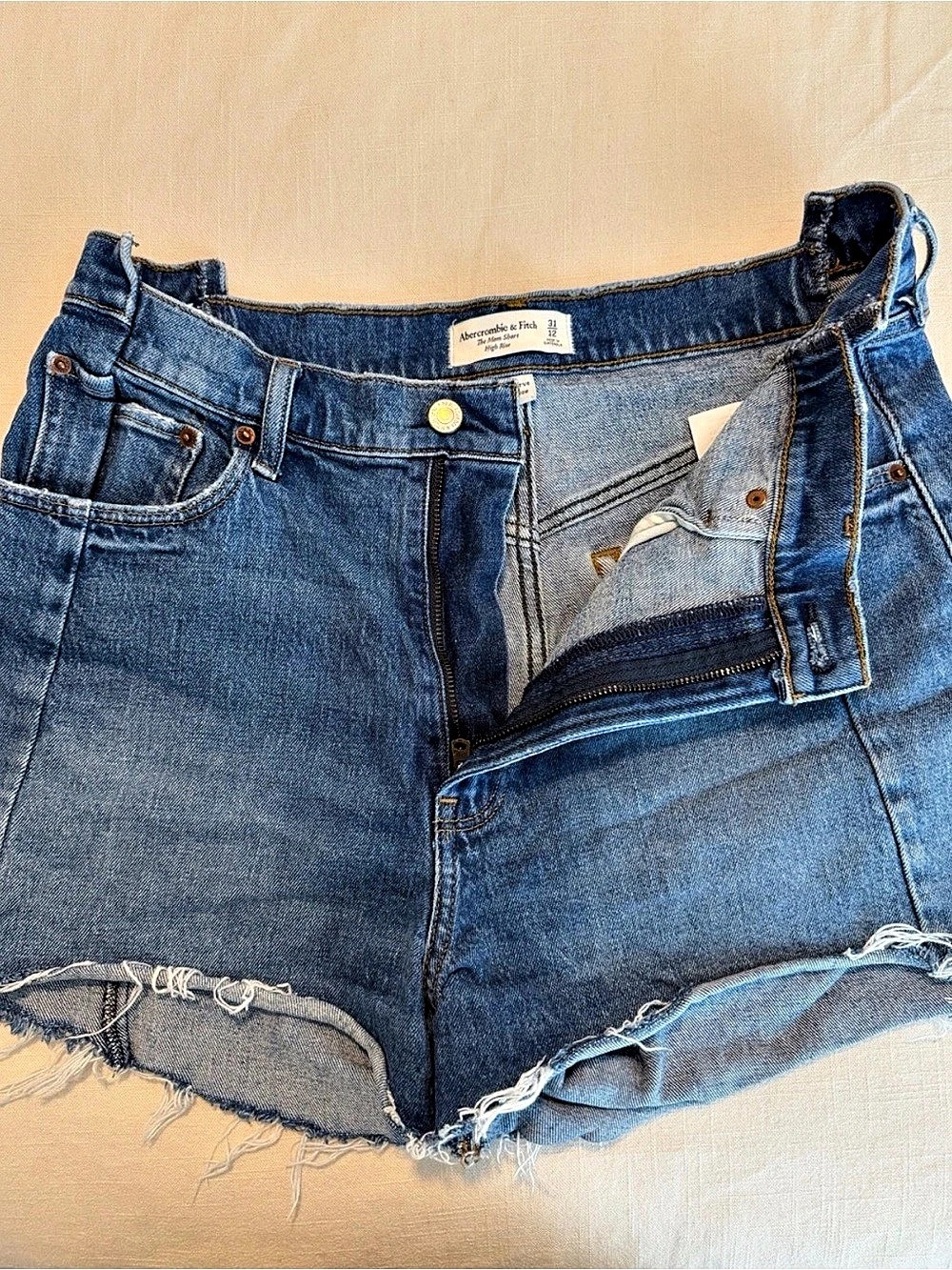 Abercrombie & Fitch Curve Love High Rise Mom Short Blue Waist 31